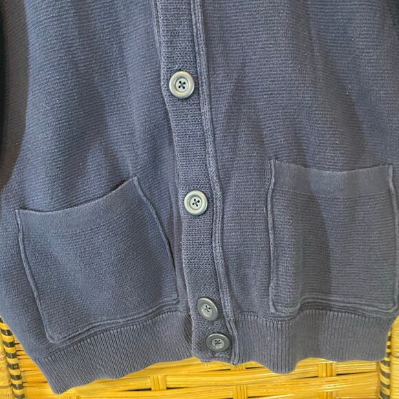 British Khaki Shawl Collar Cardigan Sweater Navy Blue Men’s XL 100% Cotton - Picture 7 of 8